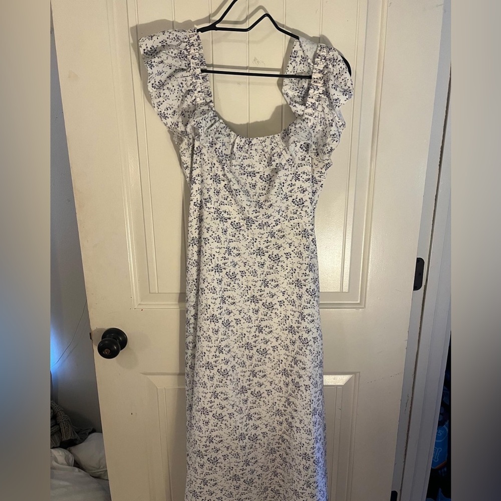 - Allison white and lavender dress